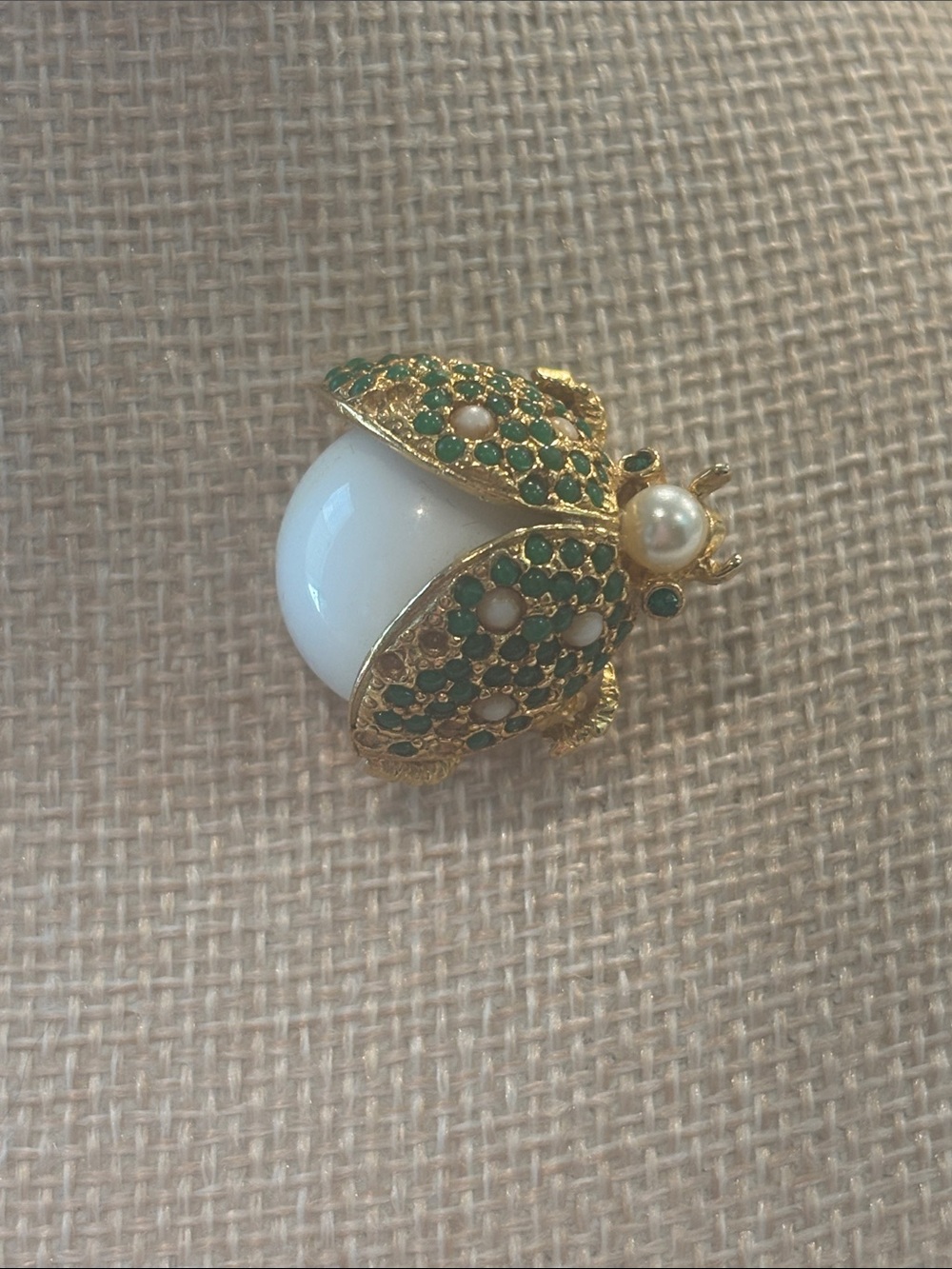 Vintage Hattie Carnegie Signed Ladybug Beetle Brooch